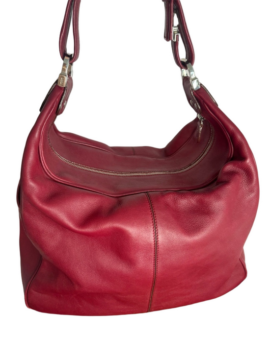 Tod's Handbags - #282 Tod's Burgandy Large Leather Hobo Shoulder Bag w/ Dust Bag